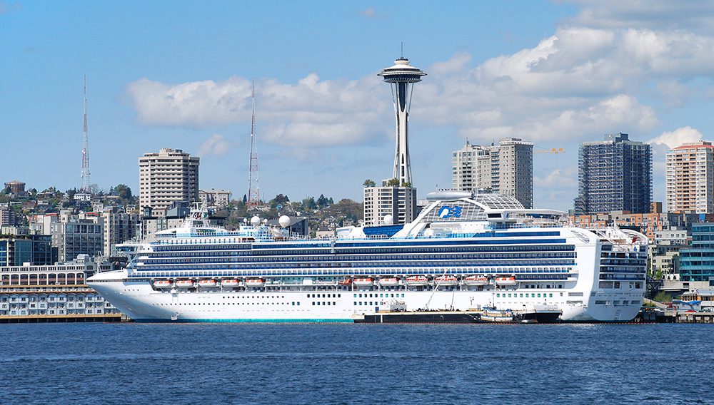 Shutterstock editorial image Princess Cruises' Sapphire Princess is docked at Seattle's Bell Street Cruise Terminal at Pier 66 dated 2011
