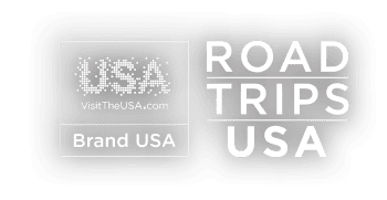 Road Trips USA white logo takeover
