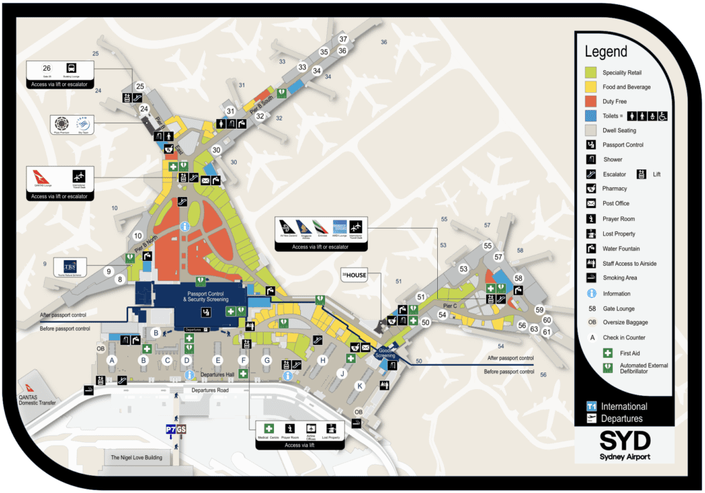Sydney Airport Termianal 1 site map