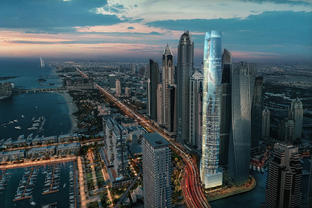 Render of Ciel Tower in Dubai. 