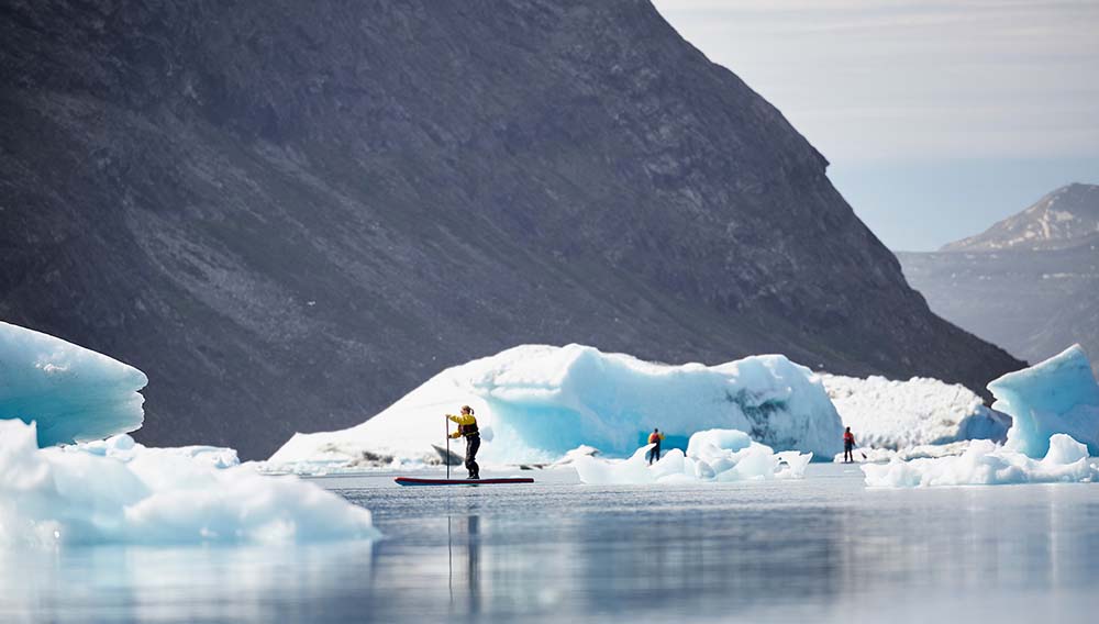 HX Nuuk Excursion Nuuk Adventure Paddleboarders. Photo Peter Lindstrom Visit Greenland