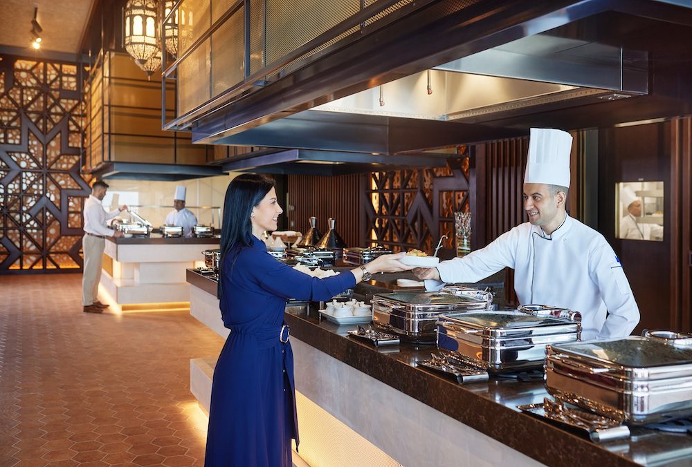 Etihad business lounge live cooking stations