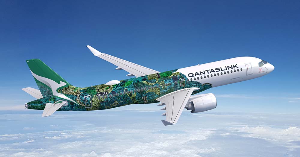First look: QantasLink's brand-new A220 reveals Indigenous livery