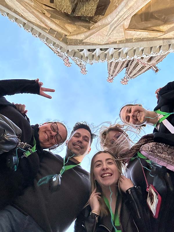 Group of travellers at La Sagrada Familia in Barcelona, Spain.