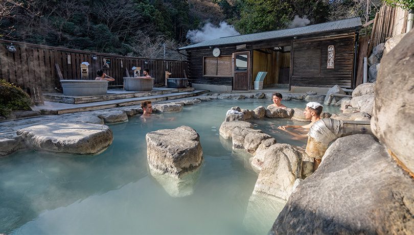 Outdoor bath Beppu Oita Japan
