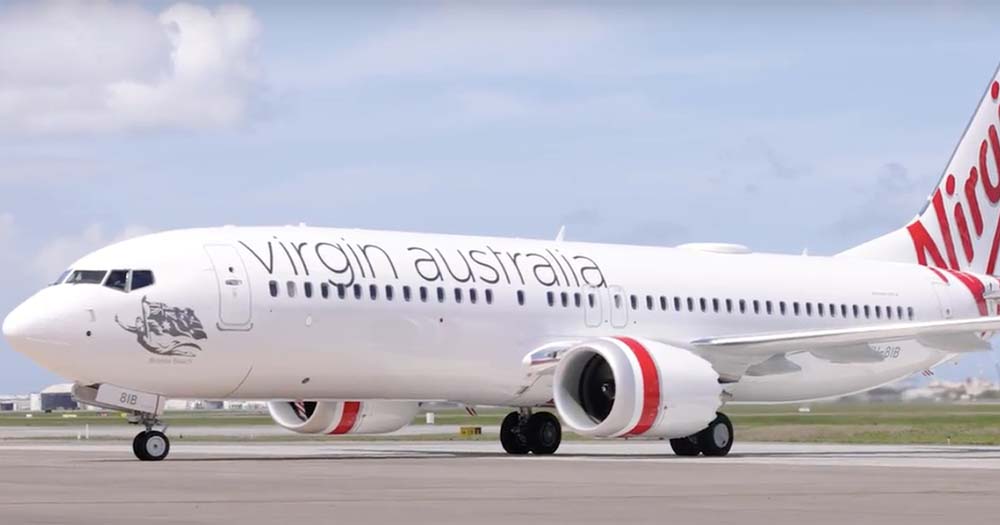 Virgin Australia Boeing 737-MAX-8 aircraft in Brisbane.