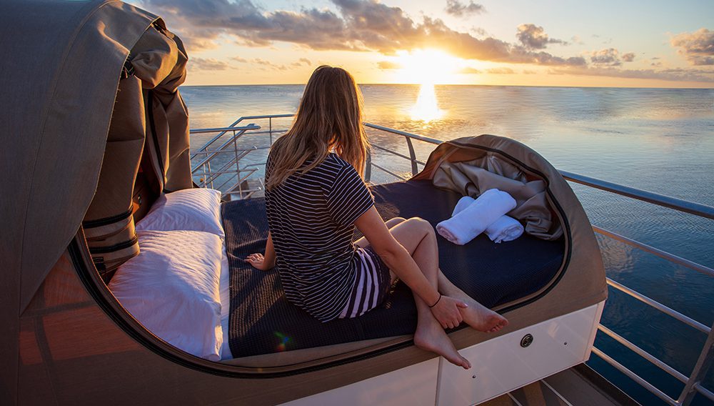 8 ways to use travel math to get more travel in 2024/25 9 Apply travel math #6 to stay overnight in Cruise Whitsunday's Reefsleep.
