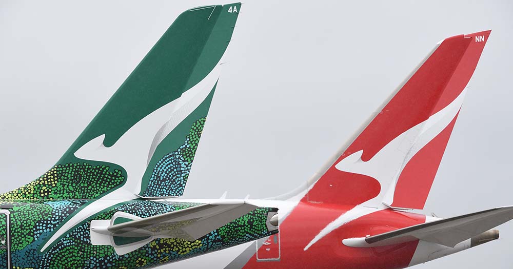 New QantasLink Airbus A220 tail with Indigenous livery with Qantas red tail