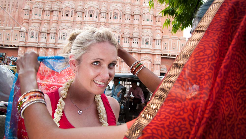 G Adventures India Jaipur Traveller Carolyn Sari