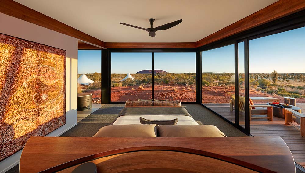 The Tailor chalks up 25 years of bespoke luxury Australian travel journeys 3 TT Longitude 131 Ayers Rock Uluru Dune Pavilion Bedroom