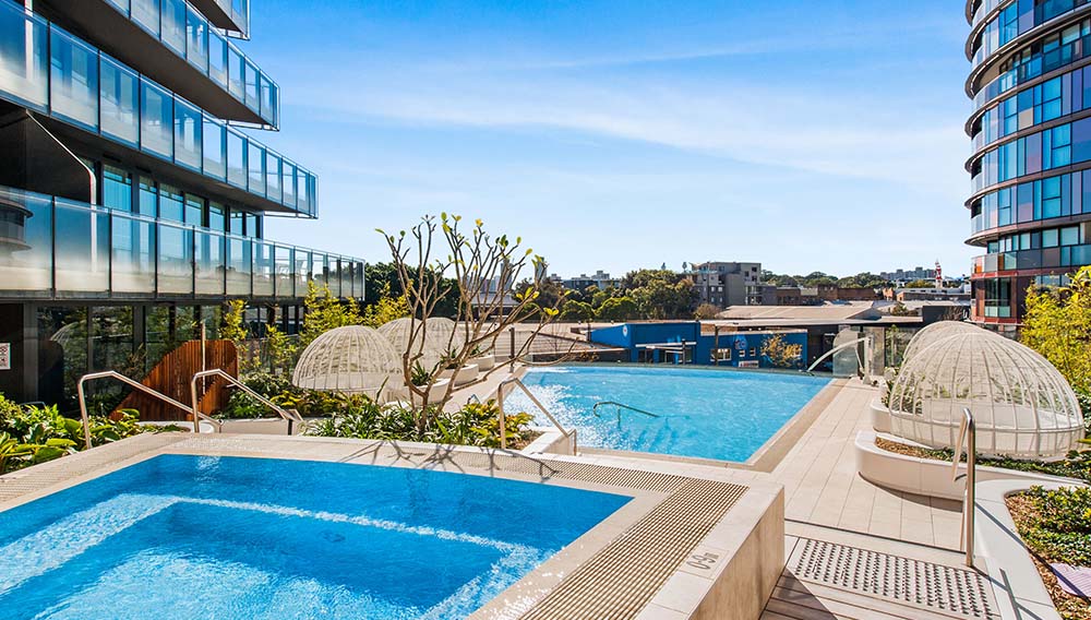 Sky Suites Green Square pool used in MAFS (Married at First Sight) Australian reality TV show.