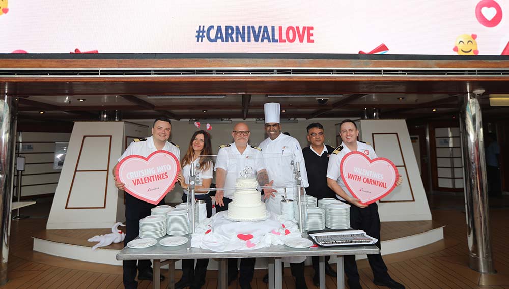 CCL Carnival Cruise Line Crew Presents Cake For Vow Renewal Ceremony