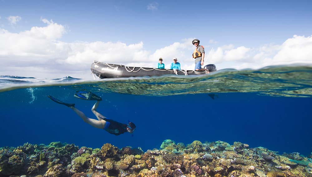 Global roaming: What’s hot in luxury expedition & soft adventure cruising 9 Seabourn snorkel operation underwater