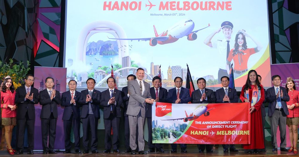 Vietjet at the launch of its new Melbourne-Hanoi flights.