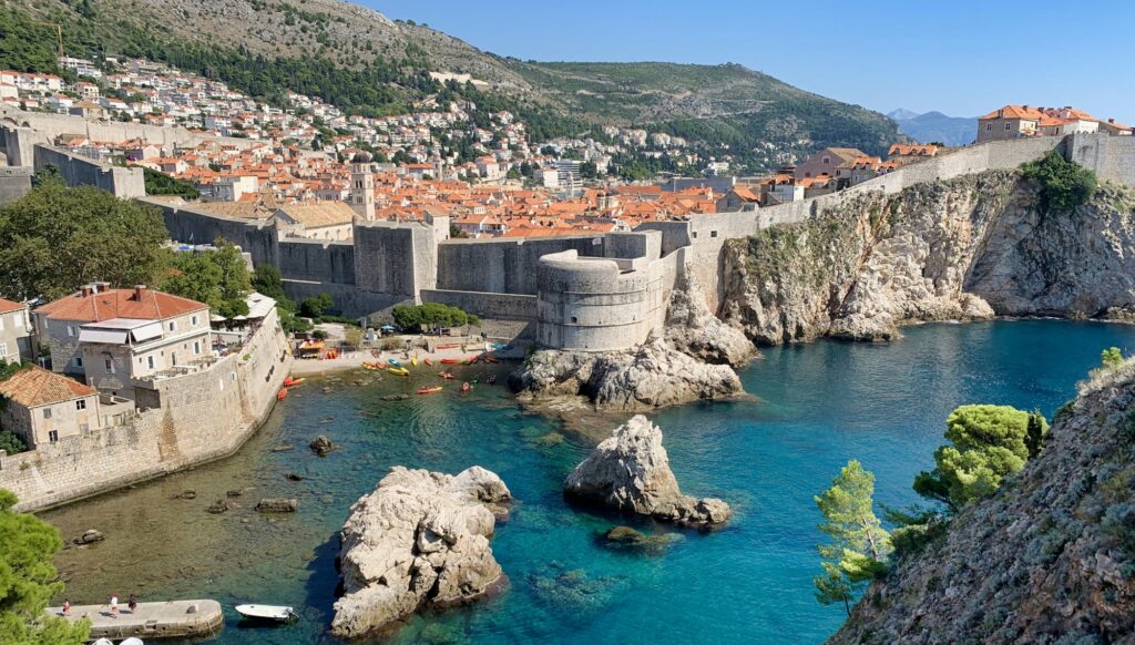 An aerial view of Dubrovnik's city walls
