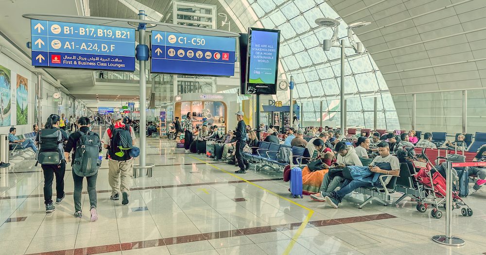 Passengers at Dubai airport in 2023.