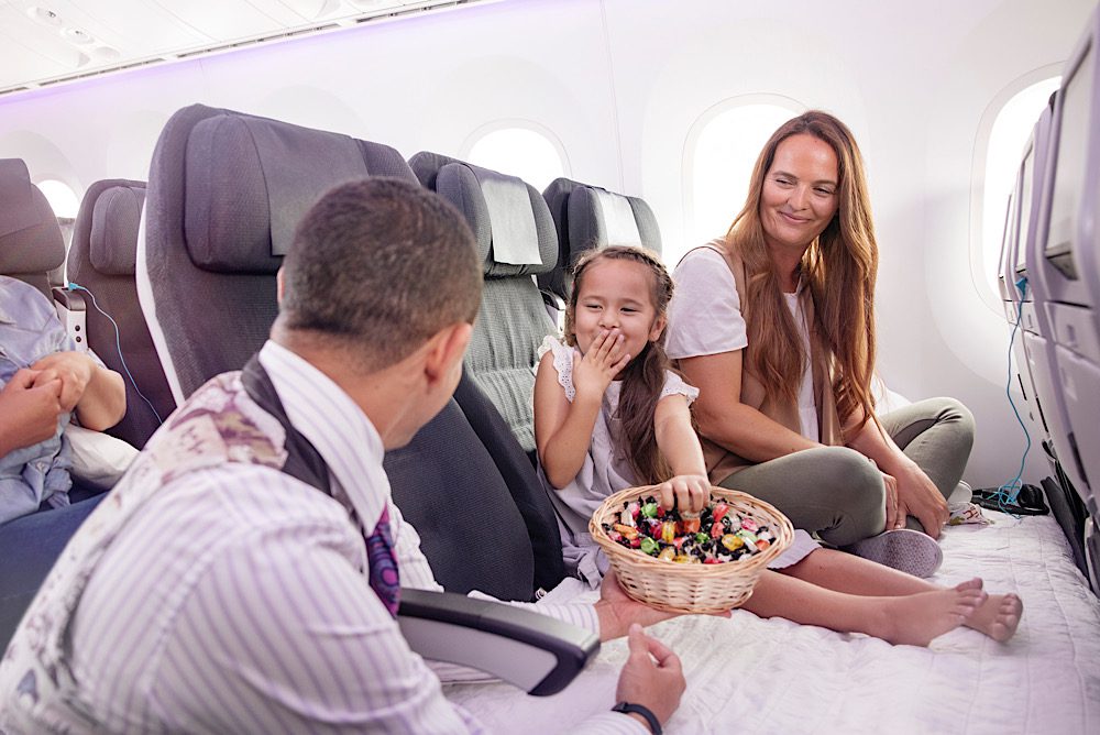 Air New Zealand SkyCouch and snacks for all