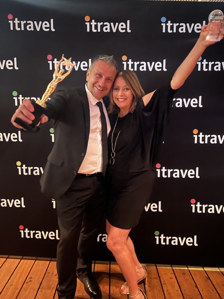 Steve Labroski and Megan Catterall at the iTravel conference in March 2024. 