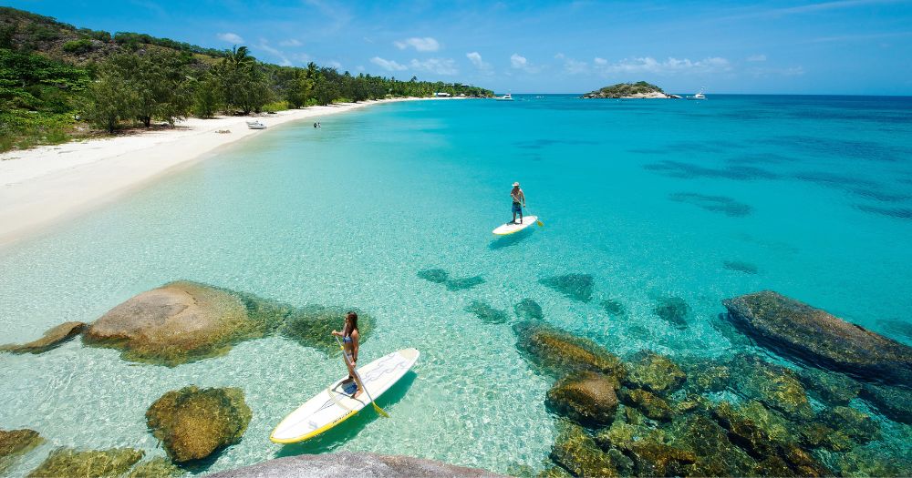 Paddle boarding from Lizard Island on the Great Barrier Reef