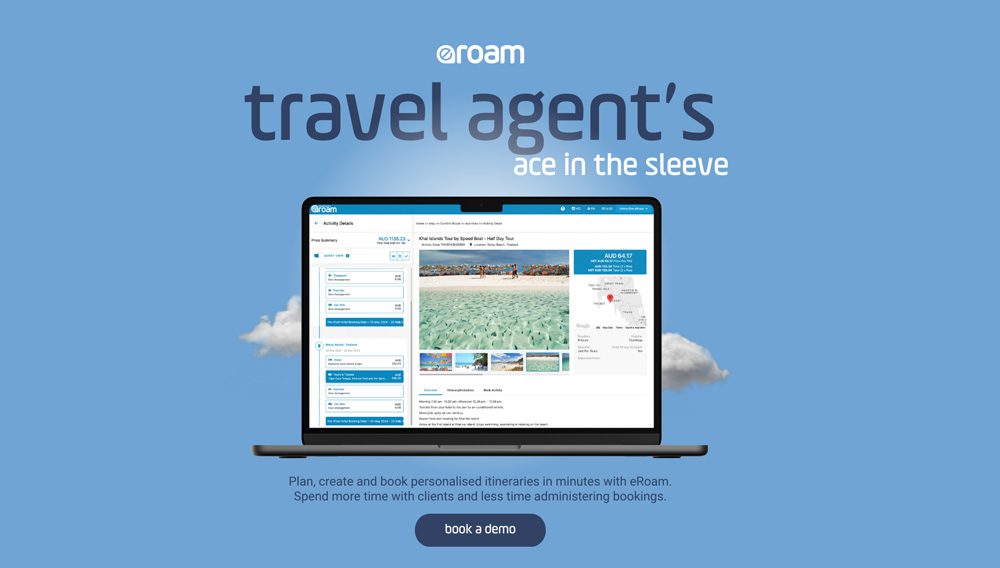 A digital image of a travel agent booking platform.