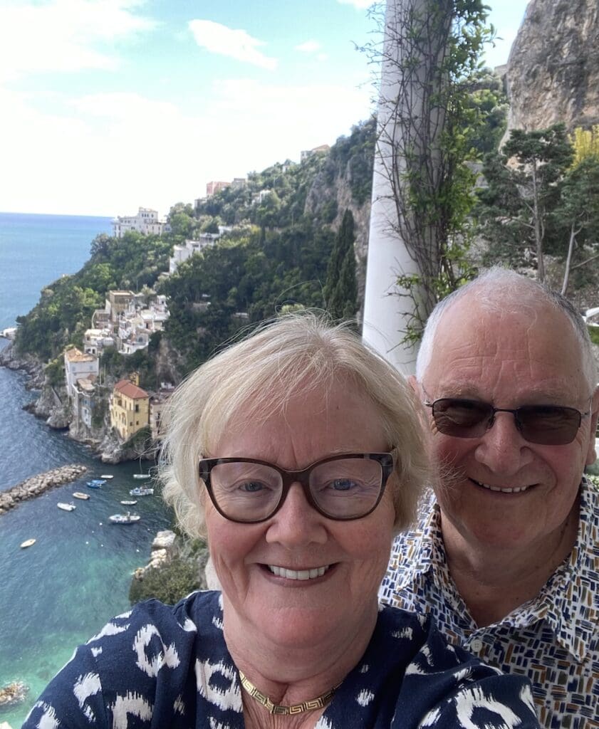 Robyn and Murray Sinfield at Borgo Sant Andrea Hotel, Amalfi Coast, 2023. 