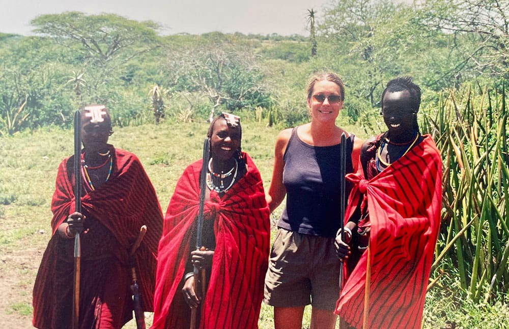 Lisa-Harrison-with-Masai,-Tanzania-2003_Signature Travel Network