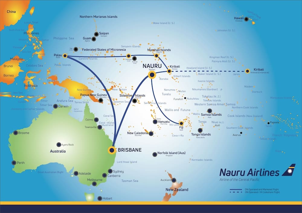 Palau Nauru Airlines Map