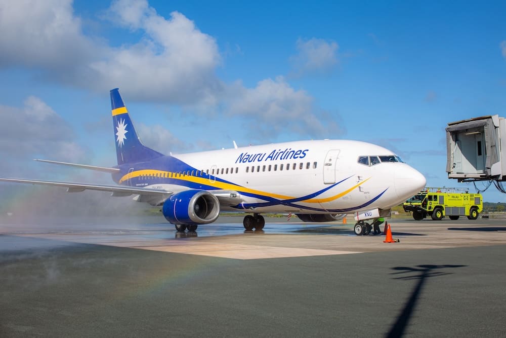 Nauru Airlines landing in Palau