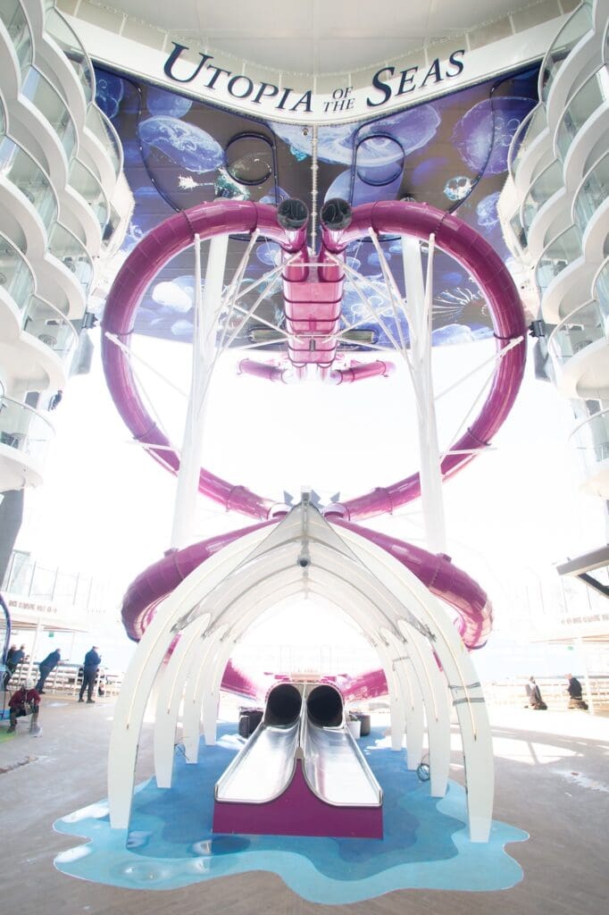 Royal Caribbean takes delivery of its newest ship, Utopia of the Seas.
Finishing touches being made to the ship before delivery.