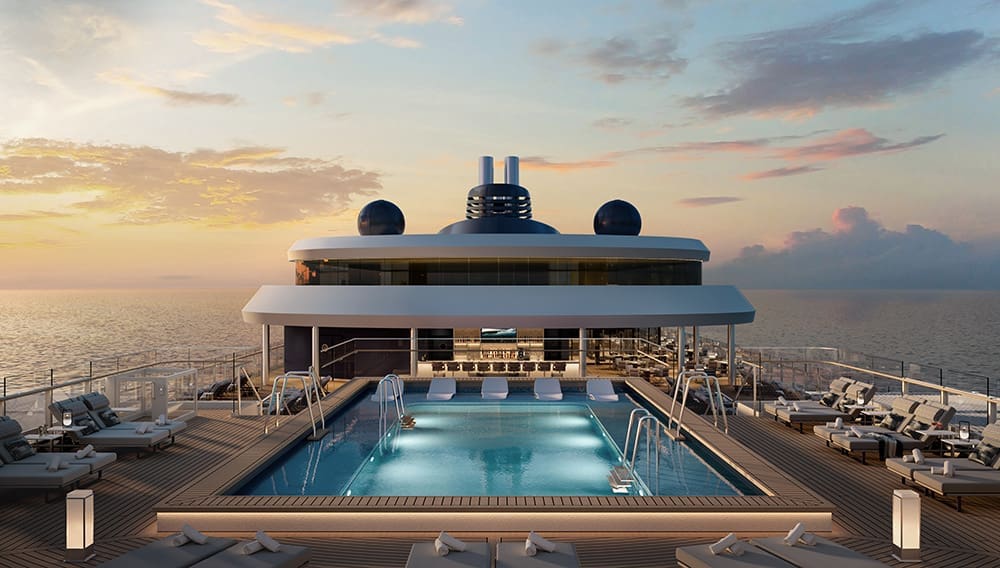 Ritz-Carlton’s new superyacht ‘Ilma’ to sail on maiden voyage in August 2024 4 Rendering of Ilma's main pool on deck 10