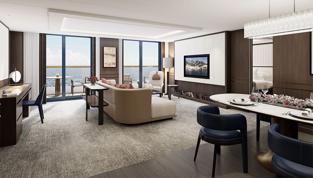 Ritz-Carlton’s new superyacht ‘Ilma’ to sail on maiden voyage in August 2024 7 Rendering of the residential suite of the third superyacht Luminara from the Ritz Carlton Yacht Collection