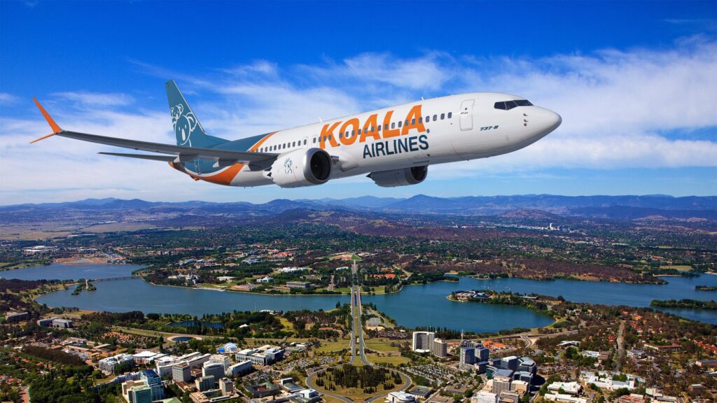 A doctored image of a Koala plane above Canberra.