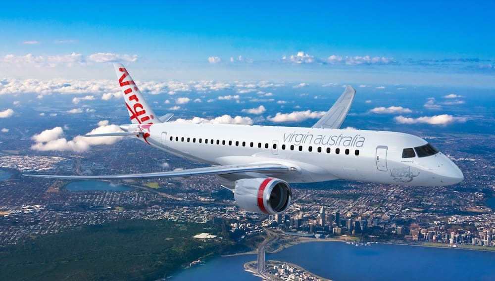 Render of Virgin Australia's E190-E2 plane.