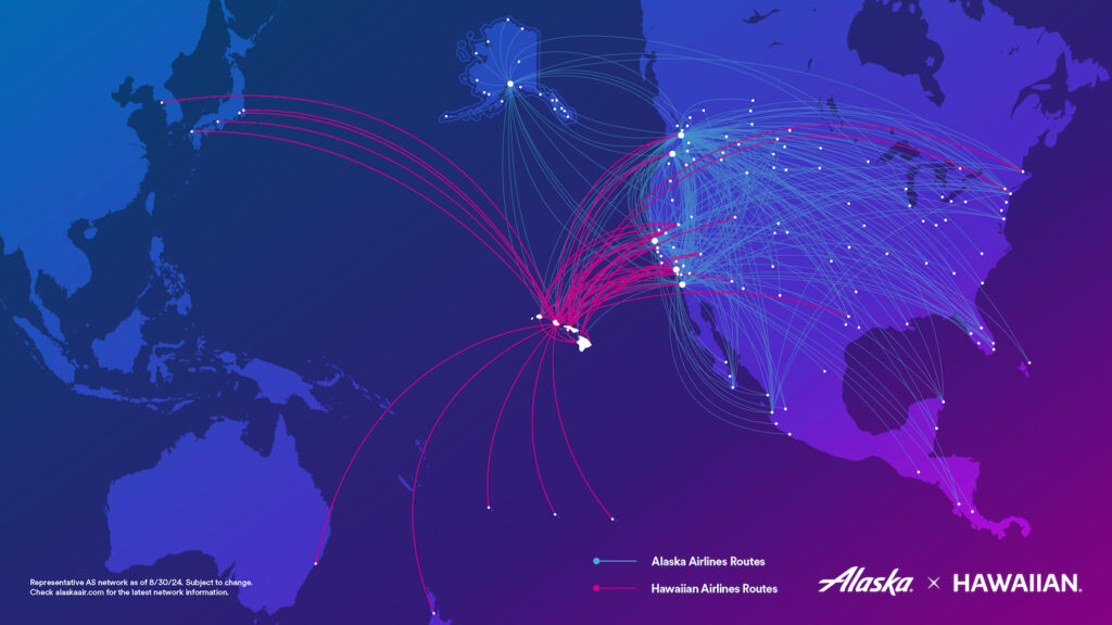 Hawaiian Airlines Alaskan Airlines map