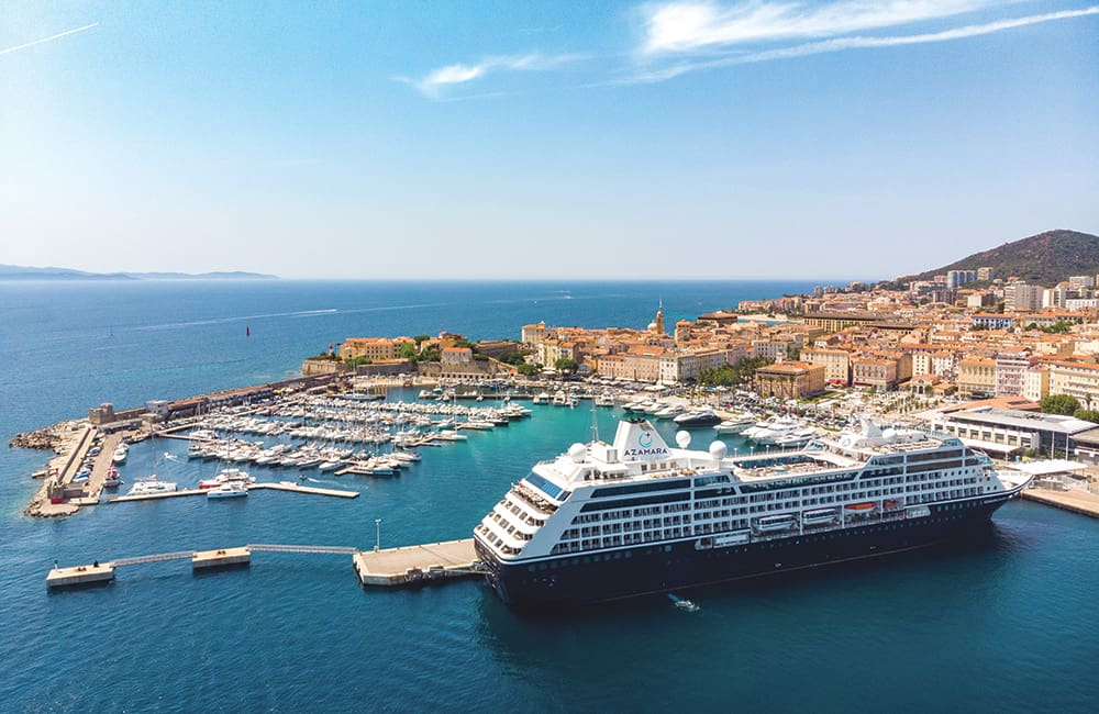 Azamara Cruises ship moored at Ajaccio in Corsica.