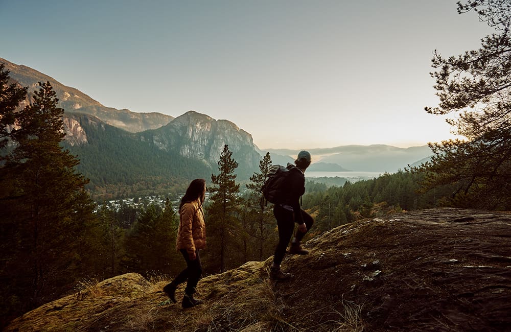 Couple enjoying a guided hike with Sea to Sky Adventure Company in Squamish, British Columbia, Canada