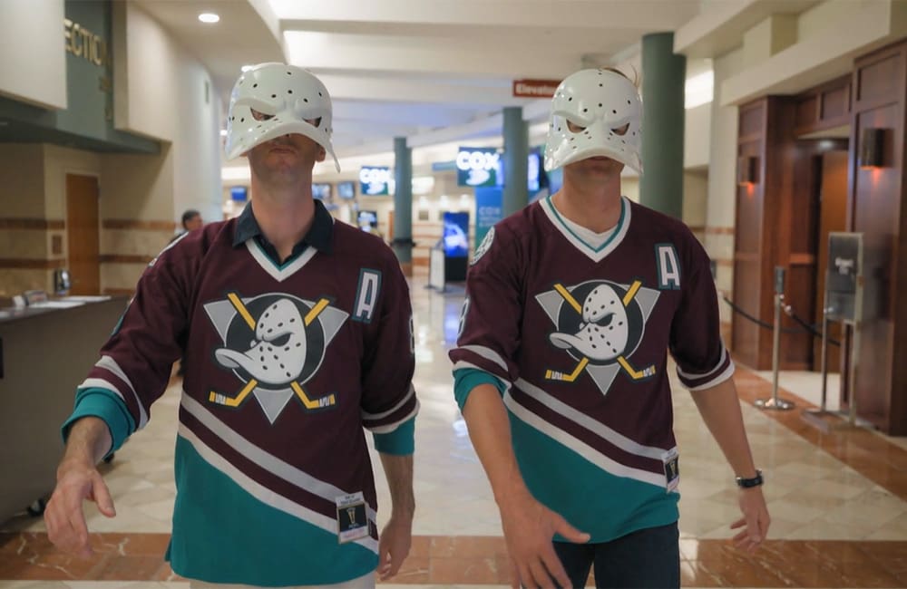 Mighty Ducks fans at stadium in Anaheim, California.