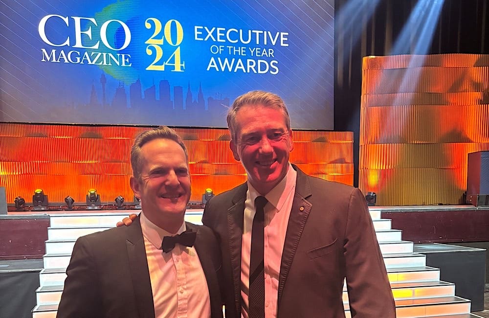 Intrepid CEO James Thornton with Glenn McGrath
