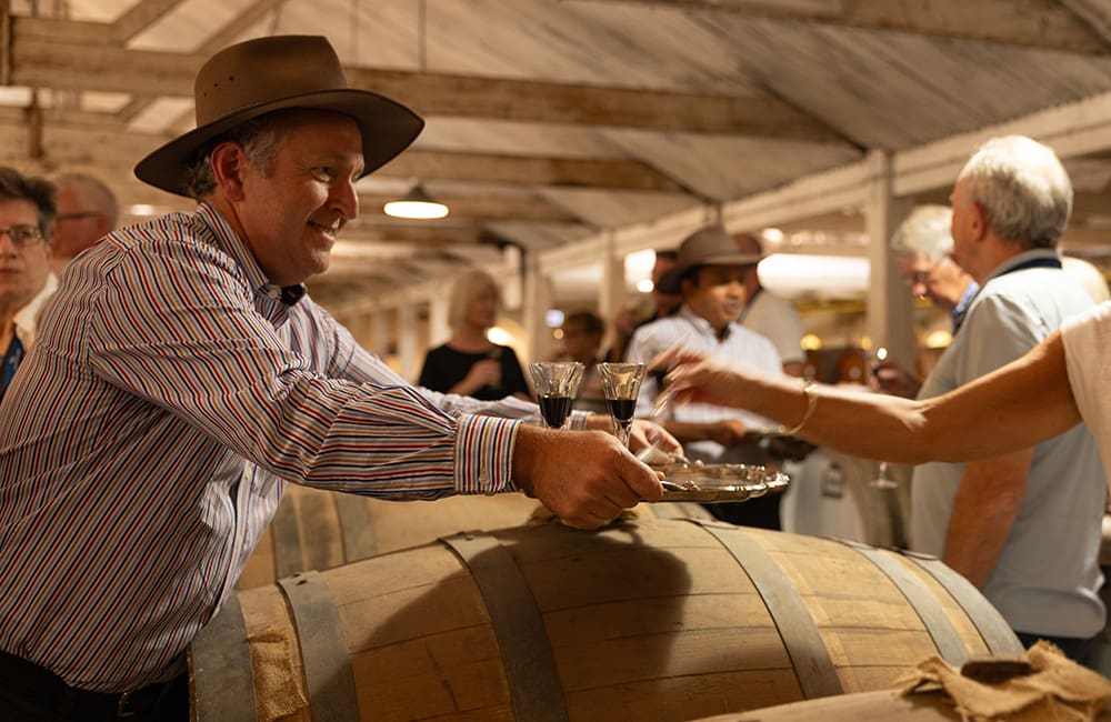 Signature dining experience for Indian Pacific passengers at Seppeltsfield Estate in the Barossa.