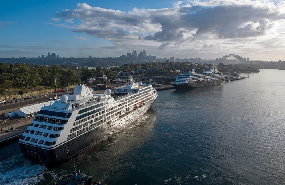 Azamara Pursuit and Azamara Onward cruise ships in Sydney during the 2024-25 season.