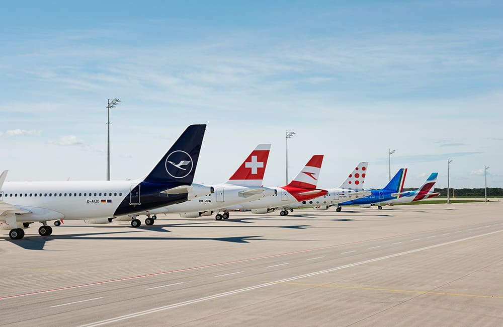 Lufthansa Group airline tails on runway