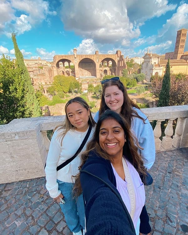 Topdeck travellers take a selfie in Rome.