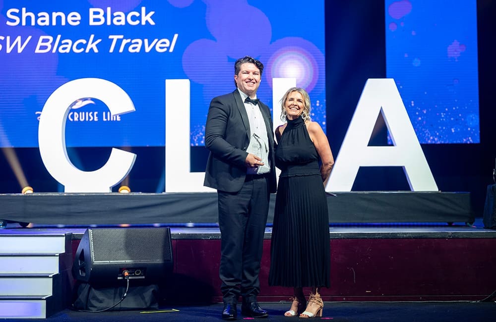 Rising Star Australia winner – Shane Black, SW Black Travel, with Andrea Robinson, Director for Travel & Business Development APAC, Disney Cruise Line.