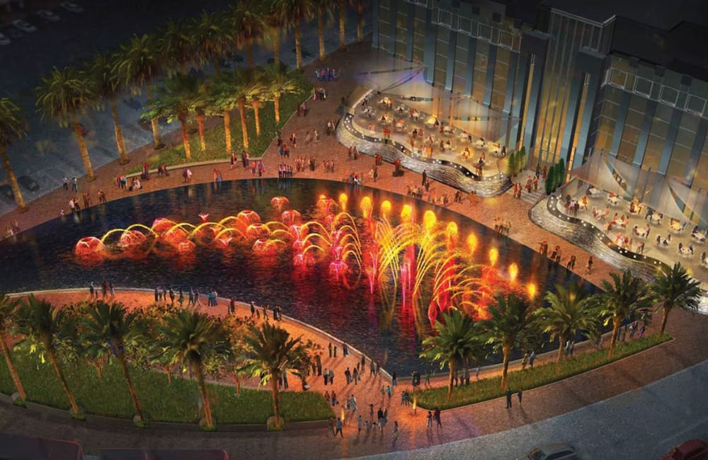 Artist's impression of The Grand Fountain water feature at Citadel Outlets.