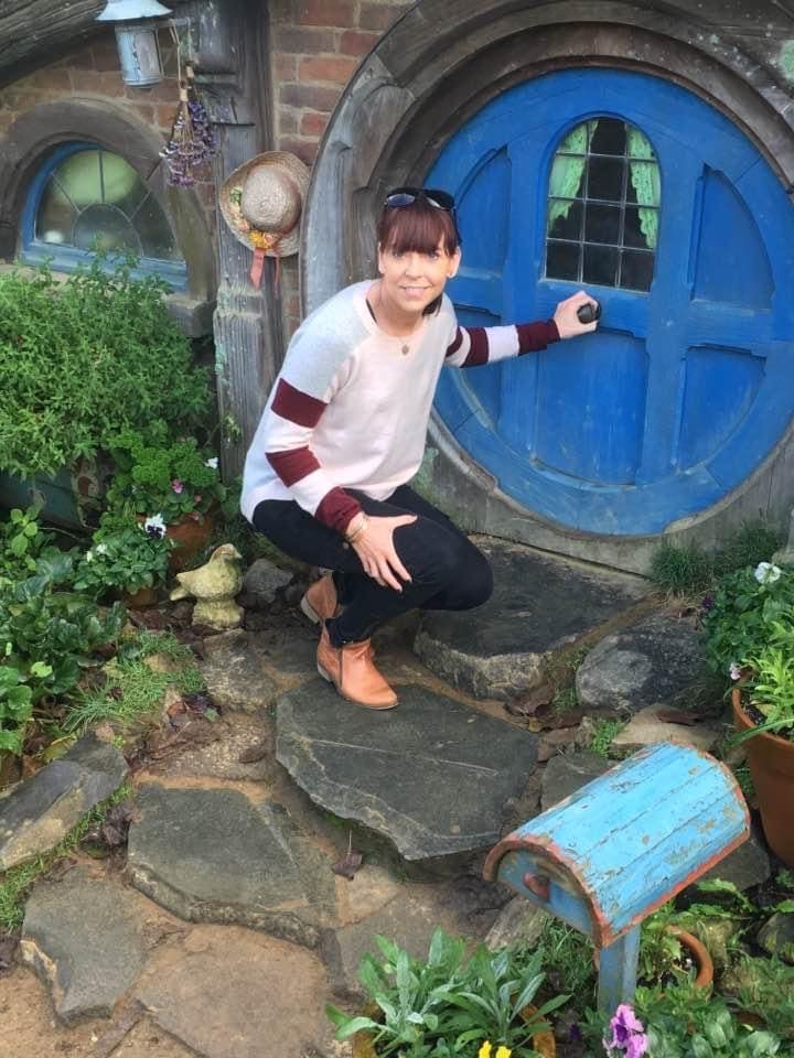 Kirstie at Hobbiton in New Zealand