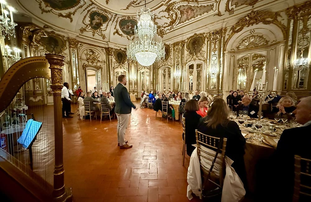 Group of diners at Queluz National Palace in Lisbon.