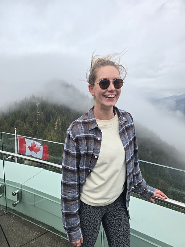 Samantha Lang from Main Beach Travel is swept away by nature at lookout in Canada.