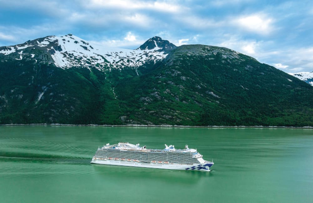 Aerial image of Discovery Princess in Skagway, Alaska.