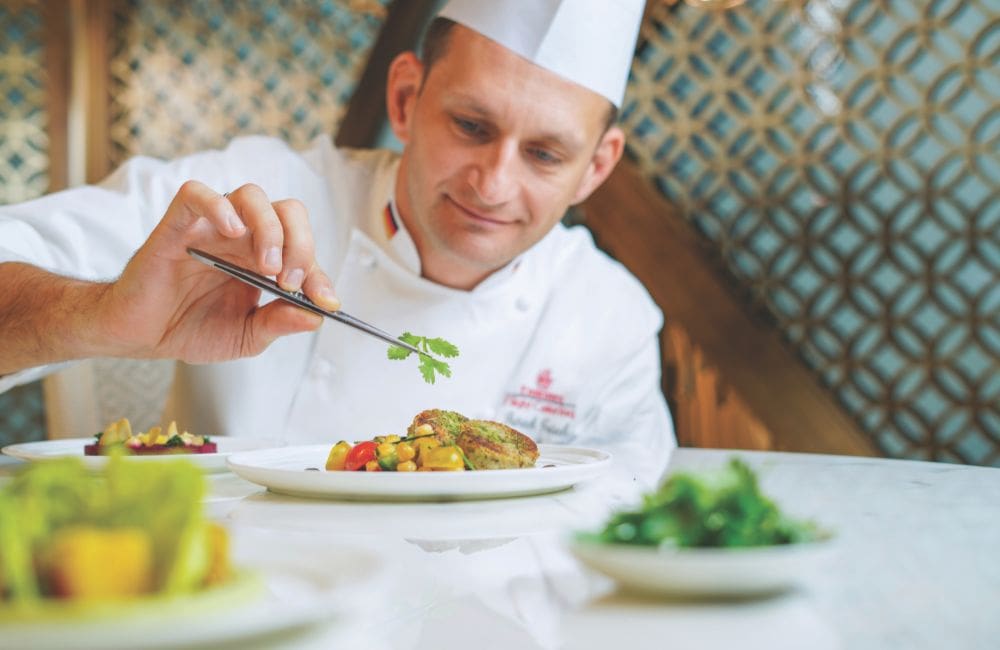 The airline's culinary team plating up