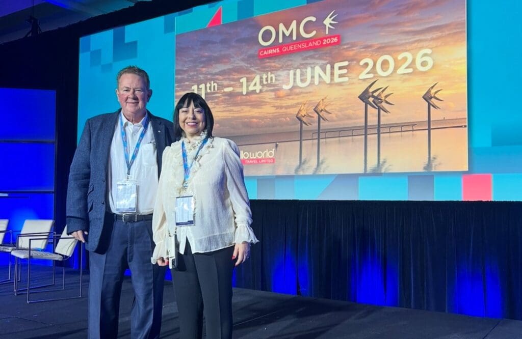 (l-r) Helloworld CEO Andrew Burnes and Chief Operating Officer and Executive Director, Cinzia Burnes.